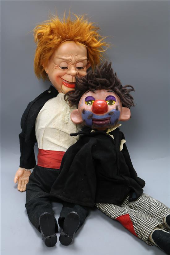 Two ventriloquists puppets Tallest 70cm